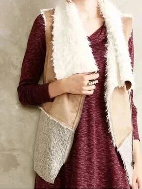 Ii Sisters Suede Sherpa Moto Vest, Size S